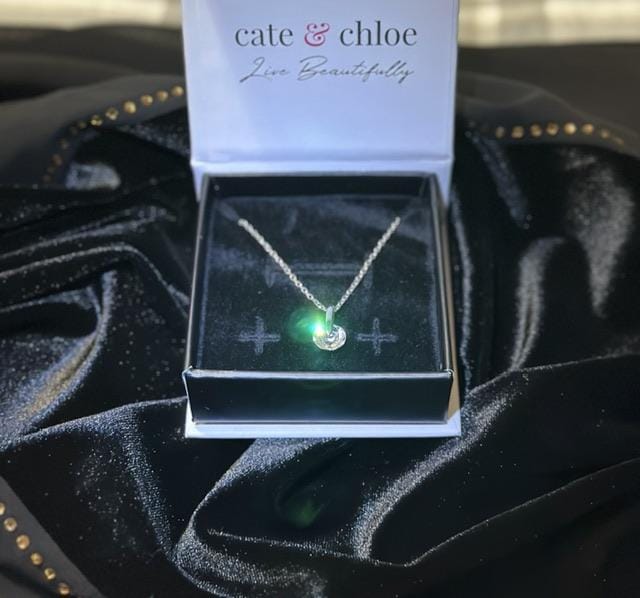 Customer photo review of Tina 18k White Gold Plated Necklace with Solitaire Swarovski Crystal