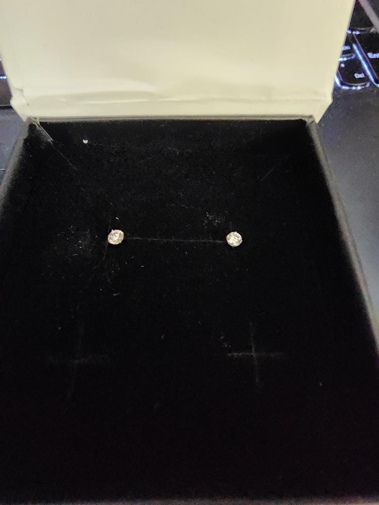 Customer photo review of Moissanite by Cate & Chloe Vera 18k Gold Plated 925 Sterling Silver Stud Earrings 0.2tcw