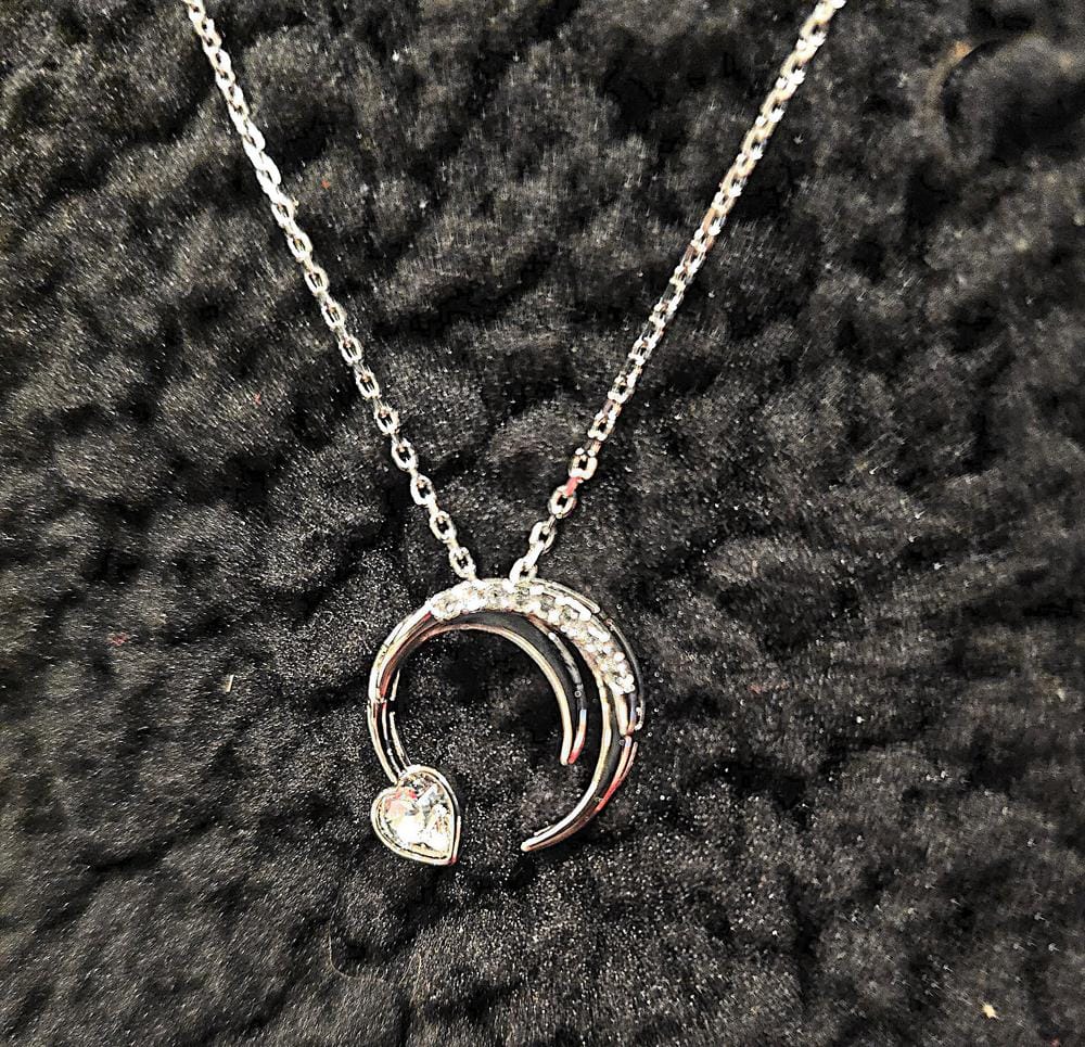 Customer photo review of Aelin 18k White Gold Plated Crescent Heart Pendant Necklace with Swarovski Crystals