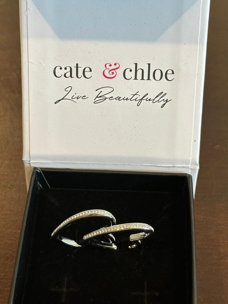 Customer photo review of Sylvia 18k White Gold Plated 25mm Heart Hoop Earrings with Swarovski Crystals