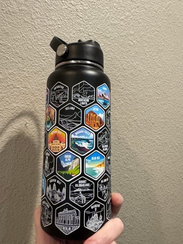 Customer photo review of Let's Wander™ USA National Parks Water Bottle + Sticker Set