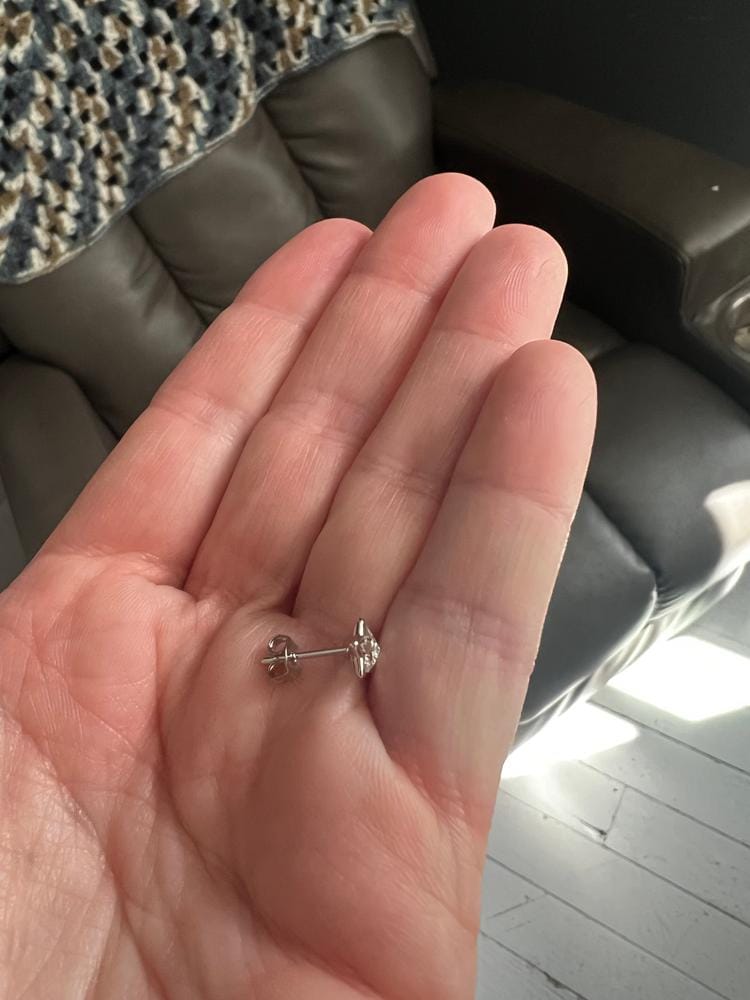 Customer photo review of Lealani 18k White Gold Plated Stud Earrings with Swarovski Crystals
