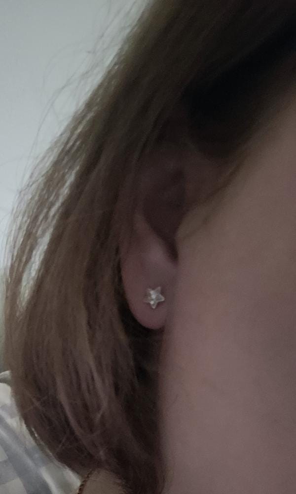 Customer photo review of Lealani 18k White Gold Plated Stud Earrings with Swarovski Crystals