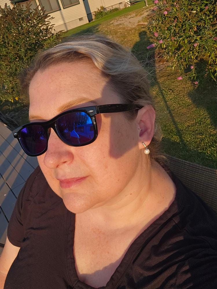 Customer photo review of Gabrielle 18k White Gold Plated Pearl Drop Earrings with Swarovski Crystals