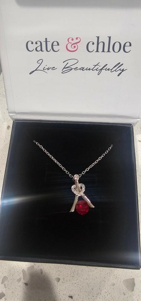 Customer photo review of Serenity Birthstone 18k White Gold Plated Necklace with Round Cut Swarovski Crystals