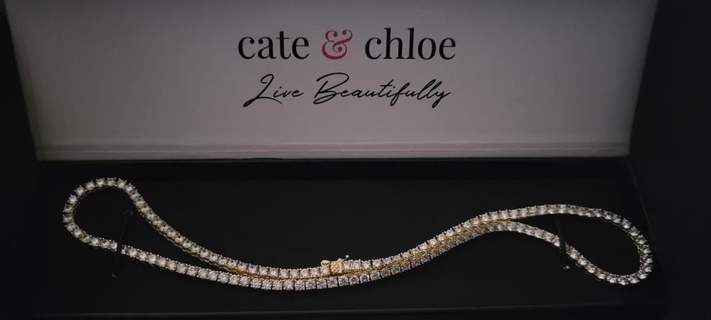 Customer photo review of Kaylee 18k White Gold Plated Necklace with Simulated Diamond Crystals