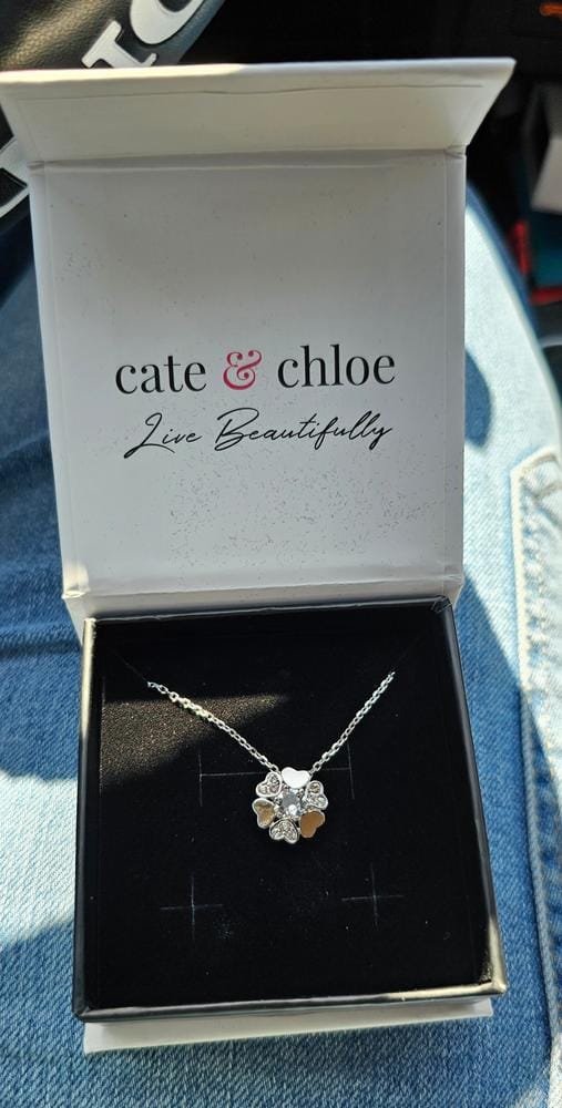 Customer photo review of Khloe 18k White Gold Plated Flower Heart Necklace with Crystals