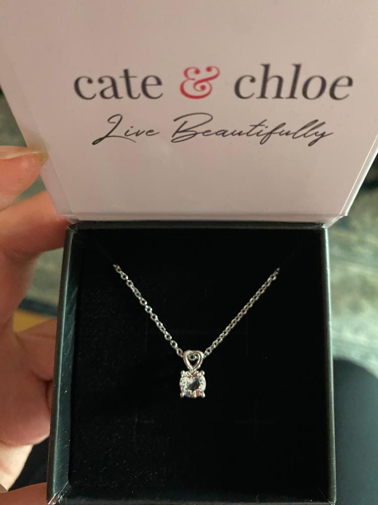 Customer photo review of Marian 18k White Gold Plated Heart Pendant Necklace with Swarovski Crystal