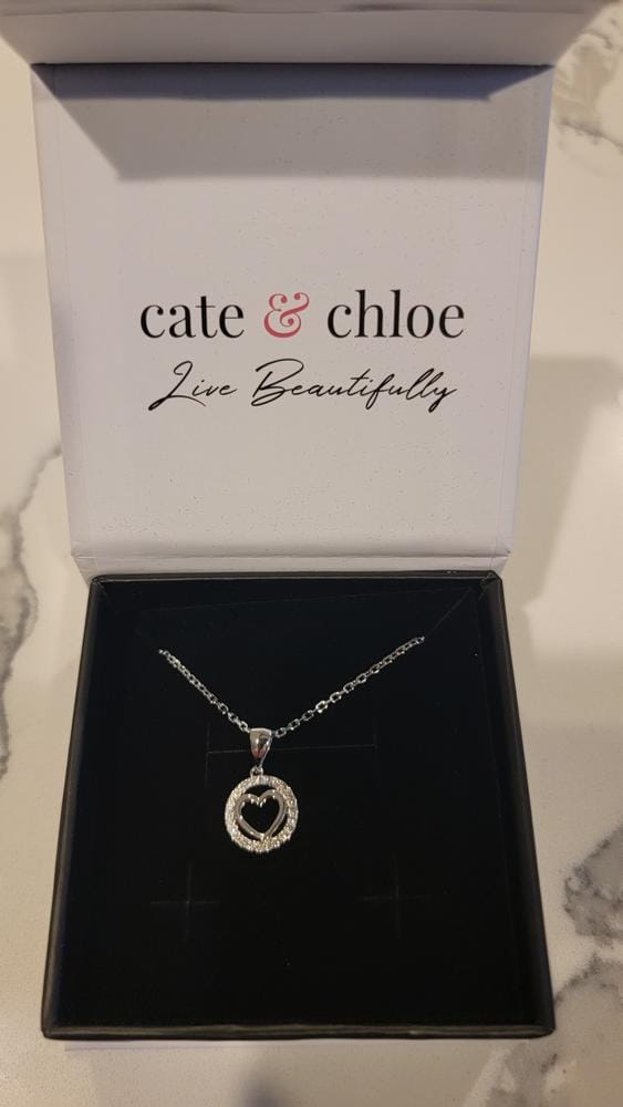 Customer photo review of Khaleesi 18k White Gold Plated Silver Heart Necklace with Swarovski Crystals
