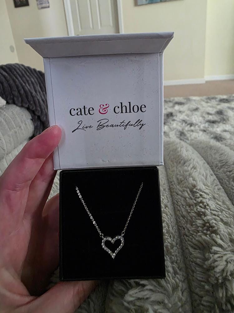 Customer photo review of Bristol 18k White Gold Plated Heart Necklace with Swarovski Crystals