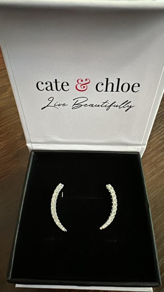 Customer photo review of Camila 18k White Gold Plated Ear Climber Earrings with Simulated Diamond Crystals