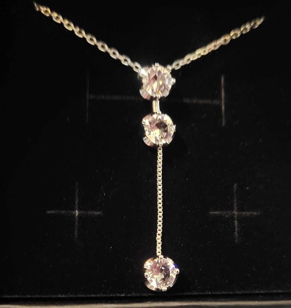 Customer photo review of Sloane 18k White Gold Plated Drop Necklace with Swarovski Crystals