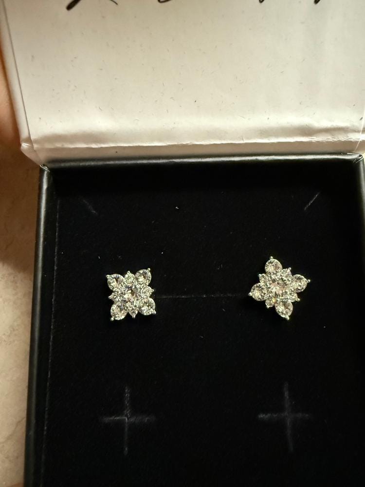 Customer photo review of Macie 18k White Gold Plated Cluster Stud Earrings with Swarovski Crystals - Final Sale