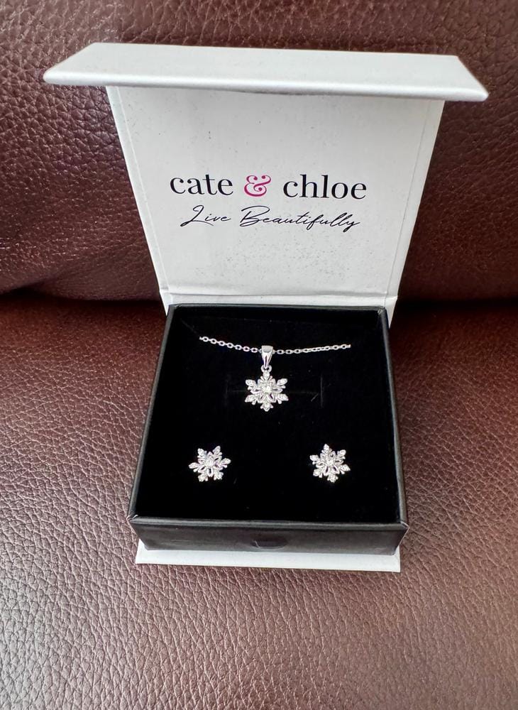Customer photo review of Sunny 18k White Gold Plated Necklace and Stud Earrings Jewelry Set with Swarovski Crystals