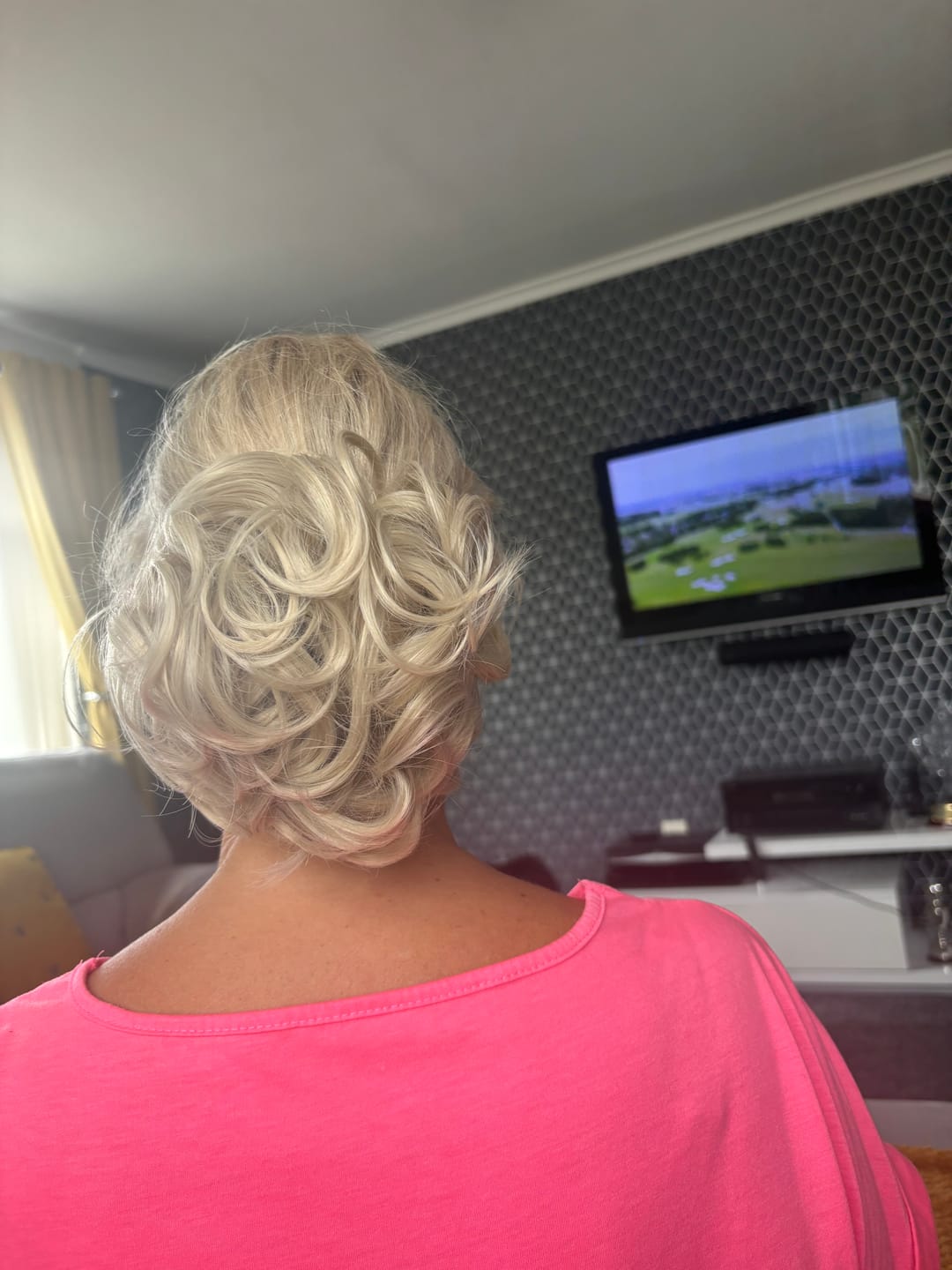 Customer photo review of Stranded Curly Hair Messy Bun Scrunchie - Colour #112 Ash Moon