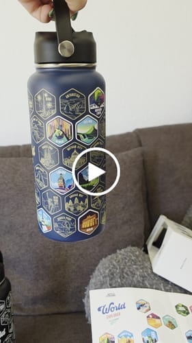 Customer photo review of Lets Wander™ World Explorer Water Bottle + Sticker Set