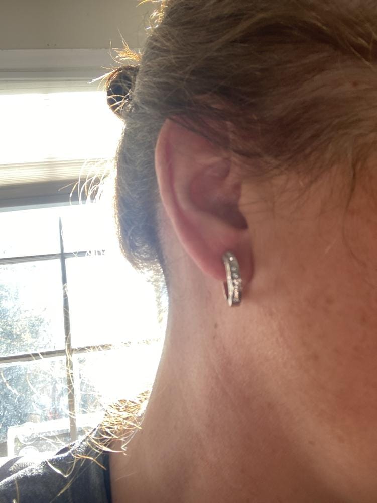Customer photo review of Viviana 18k White Gold Plated 17mm Hoop Earrings with Swarovski Crystals
