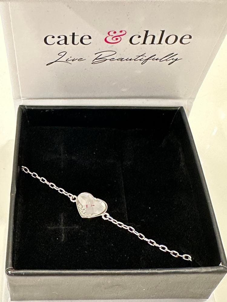 Customer photo review of Violet 18k White Gold Plated Heart Bracelet with Swarovski Crystal - Final Sale