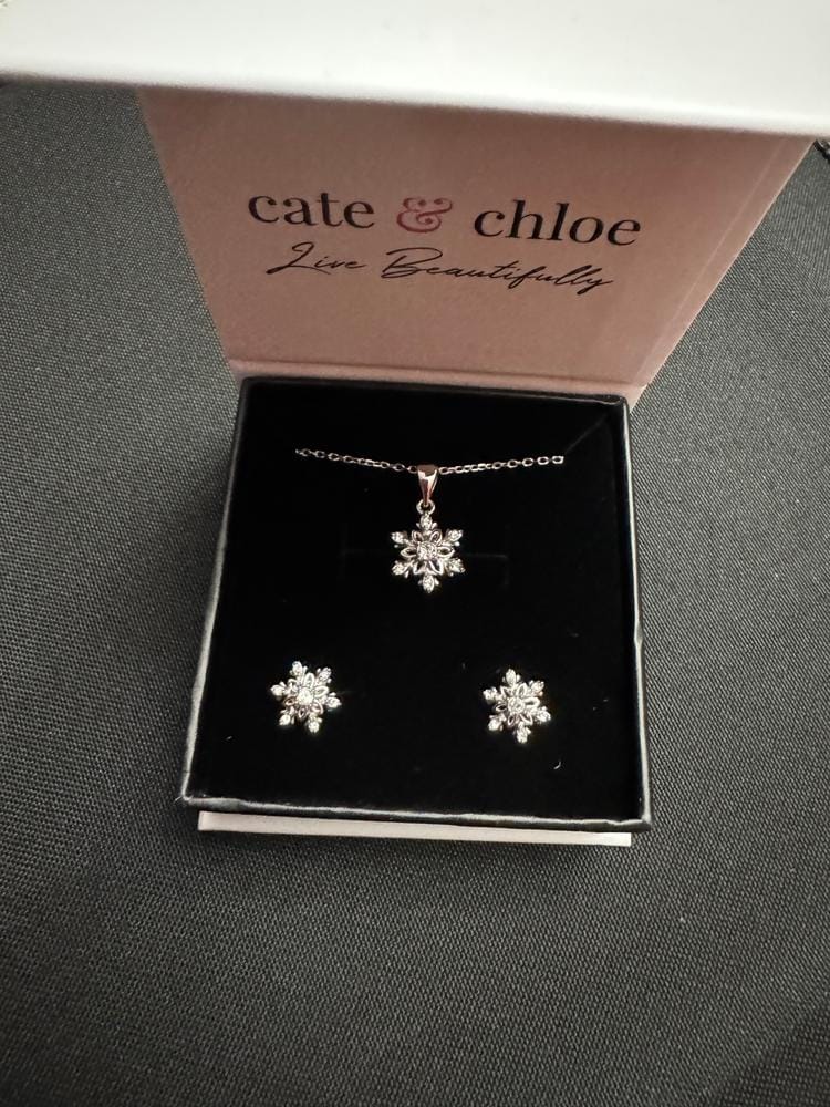 Customer photo review of Sunny 18k White Gold Plated Necklace and Stud Earrings Jewelry Set with Swarovski Crystals