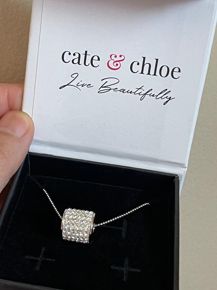 Customer photo review of Anabelle 18k White Gold Plated Pendant Necklace with Swarovski Crystals