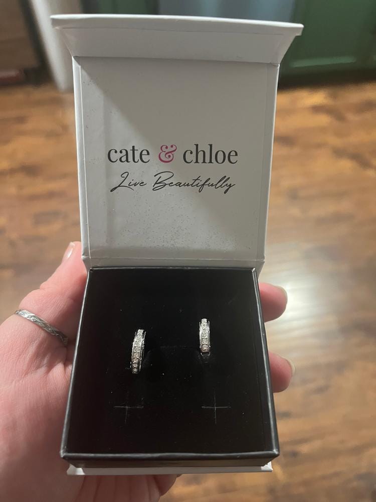 Customer photo review of Viviana 18k White Gold Plated 17mm Hoop Earrings with Swarovski Crystals