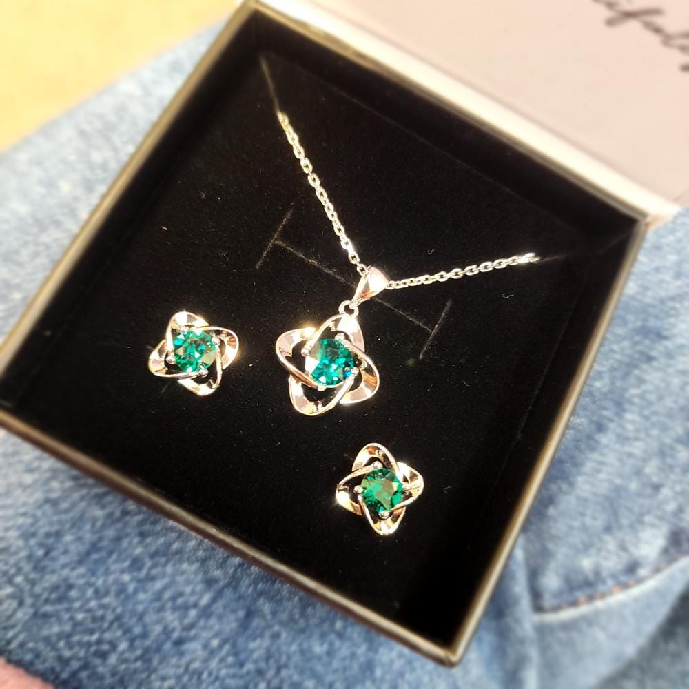 Customer photo review of Infinity 18k White Gold Plated Birthstone Flower Earrings with Swarovski Crystals