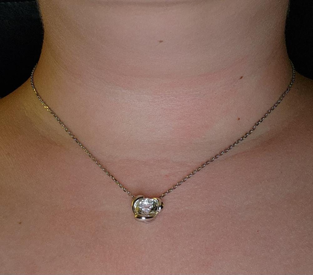 Customer photo review of Harmony 18k White Gold Plated Necklace with Round Cut Solitaire Swarovski Crystal