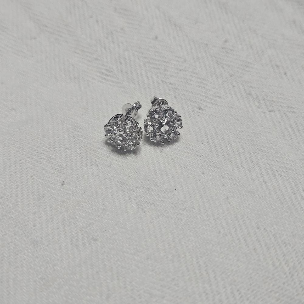 Customer photo review of Maggie 18k White Gold Plated Flower Stud Earrings with Swarovski Crystals
