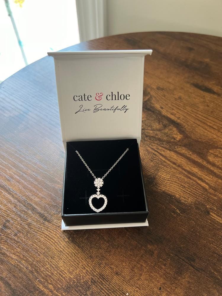 Customer photo review of Brynn 18k White Gold Plated Heart Pendant Necklace with Swarovski Crystals