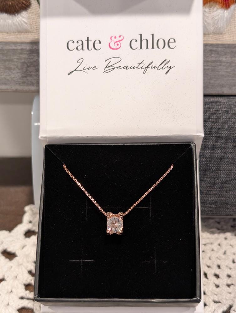 Customer photo review of Clara 18k White Gold Plated Pendant Necklace with Solitaire Round Cut Swarovski Crystal