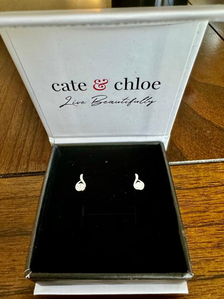 Customer photo review of Parker 18k White Gold Plated Tear drop Stud Earrings with Swarovski Crystal