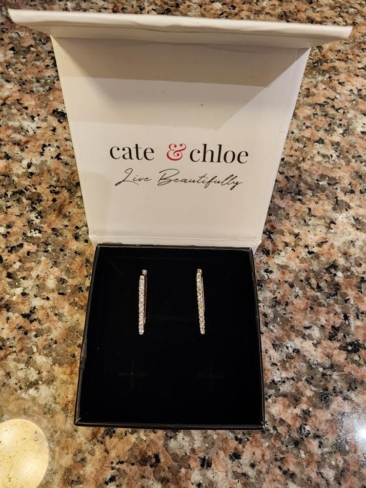 Customer photo review of Nadia 18k White Gold Plated 24mm Hoop Earrings with Swarovski Crystals
