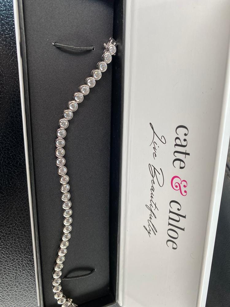 Customer photo review of Joelle 18k White Gold Plated Tennis Bracelet with Simulated Diamond Crystals
