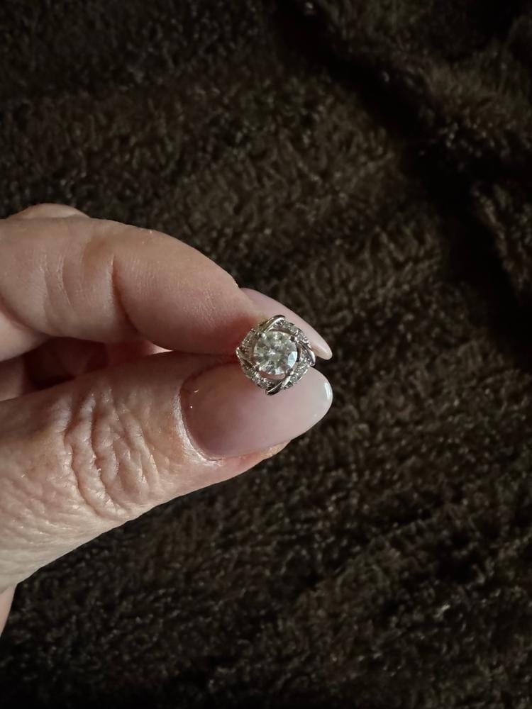 Customer photo review of Moissanite by Cate & Chloe Jemma 18k Gold Plated 925 Sterling Silver Stud Earrings 1.12tcw