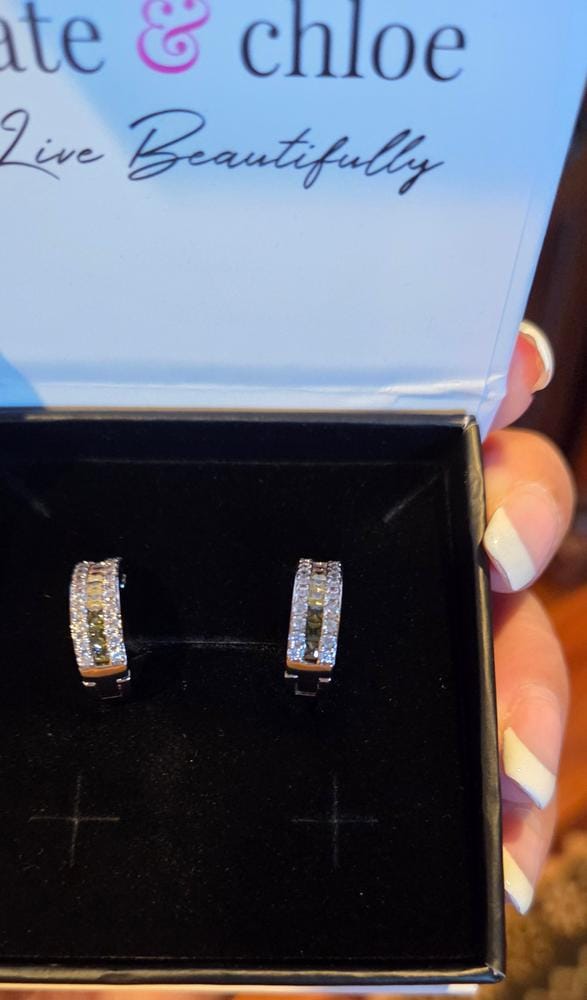 Customer photo review of Rachel 18k White Gold Plated 19mm Hoop Earrings with Swarovski Crystals