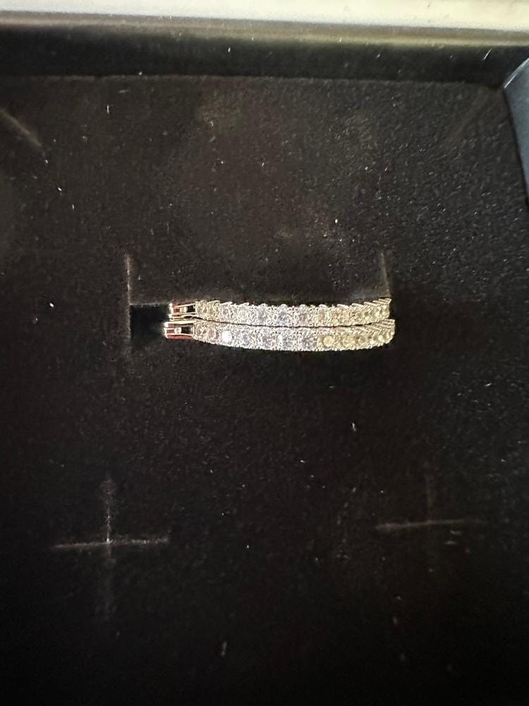 Customer photo review of Margot 18k White Gold Plated 24mm Hoop Earrings with Simulated Diamond Crystals