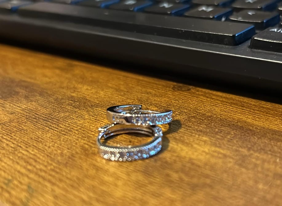 Customer photo review of Lydia 18k White Gold Plated 16mm Hoop Earrings with Swarovski Crystals