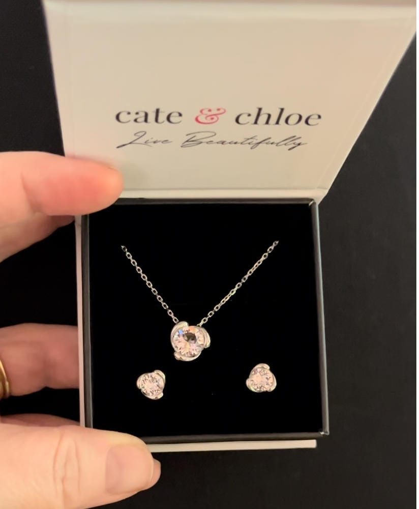 Customer photo review of Harmony 18k White Gold Plated Necklace with Round Cut Solitaire Swarovski Crystal