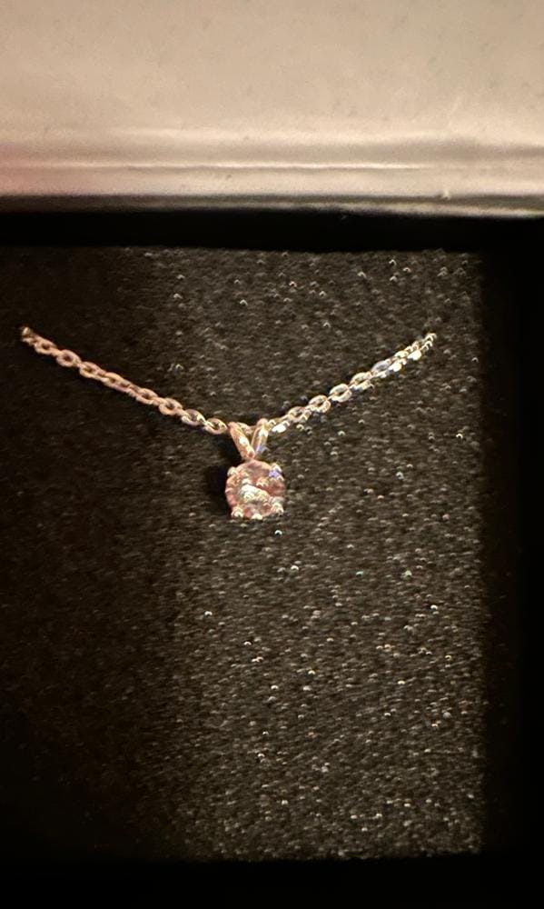 Customer photo review of Faye 18k White Gold Plated Solitaire Necklace with Swarovski Crystal