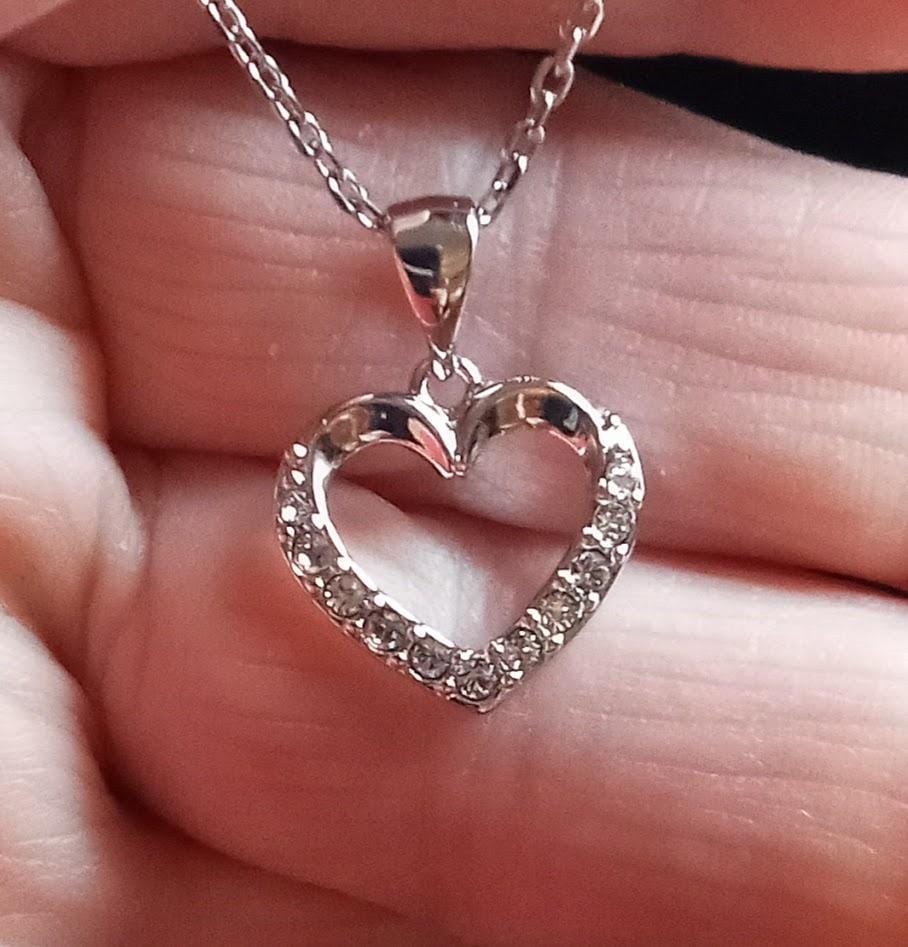 Customer photo review of Chelsea 18k White Gold Plated Silver Heart Necklace with Swarovski Crystals