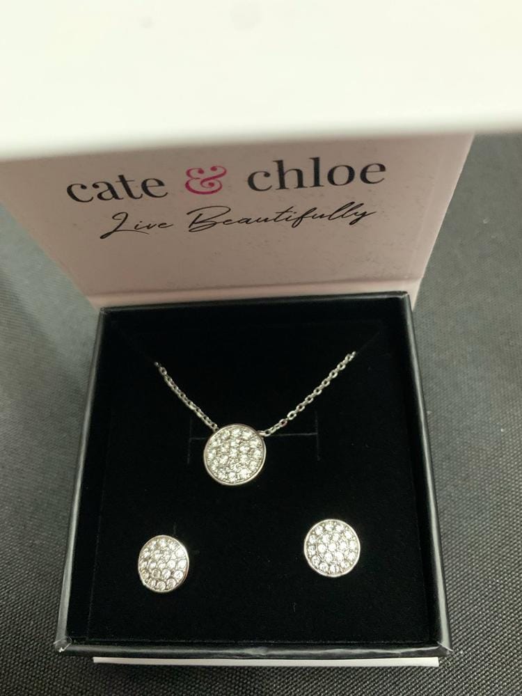 Customer photo review of Nelly 18k White Gold Plated Pave Stud Earrings with Swarovski Crystals
