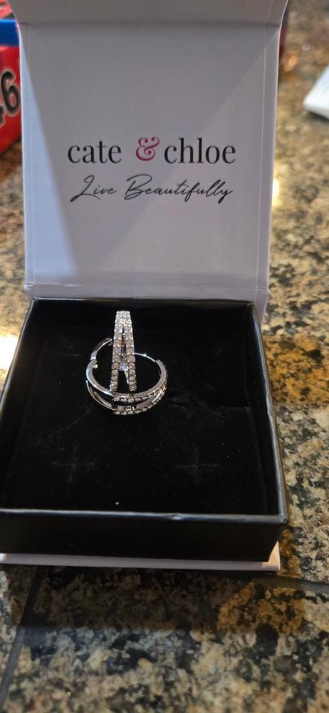 Customer photo review of Helen 18k White Gold Plated 22mm Hoop Earrings with Swarovski Crystals
