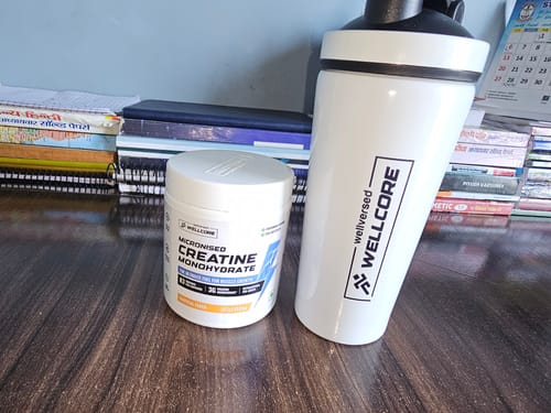 Customer photo review of Wellcore - Micronised Creatine Monohydrate (83 Servings, Tropical Tango) + Premium Steel Shaker