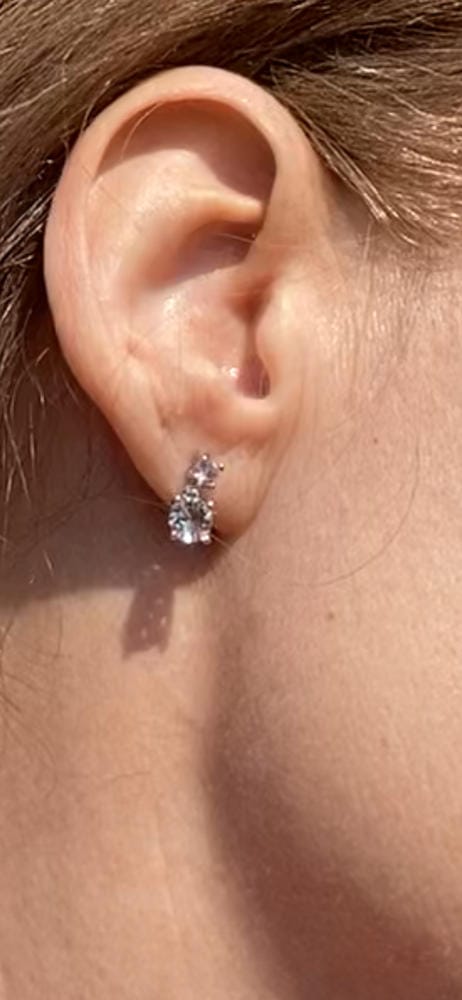 Customer photo review of Jasmine 18k White Gold Plated Drop Earrings with Swarovski Crystals