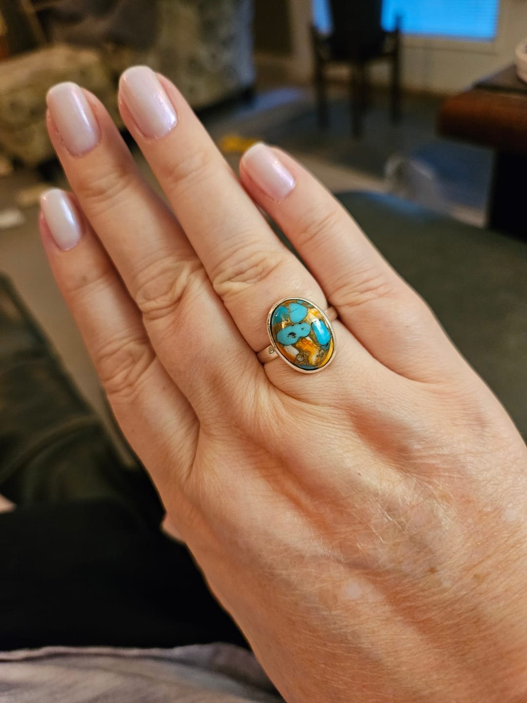 Customer photo review of Oyster Copper Turquoise Ring Sterling Silver