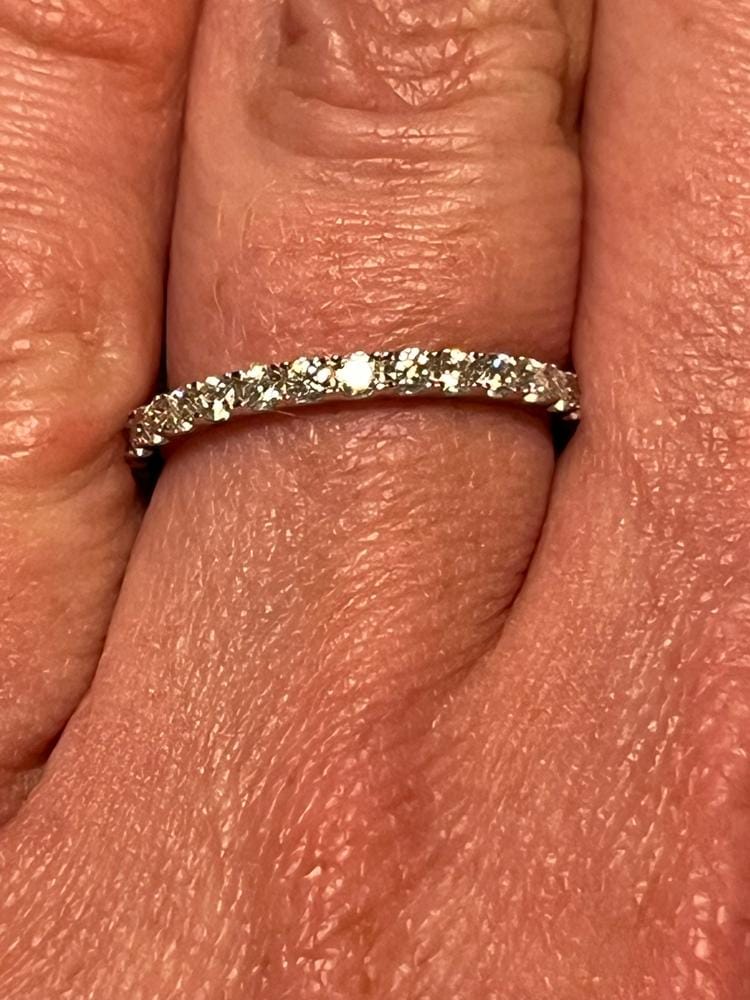 Customer photo review of Moissanite by Cate & Chloe Sadie 0.9tcw Round Cut 925 Sterling Silver 18k White Gold Plated Wedding Band