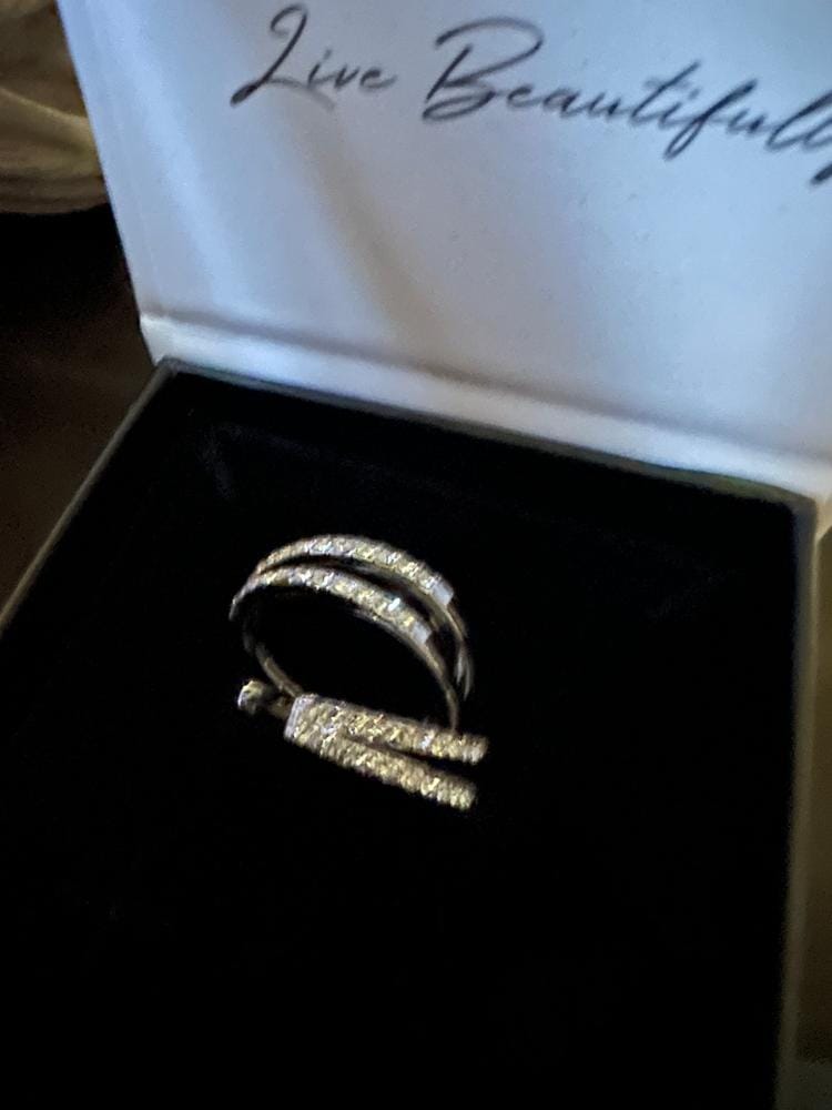 Customer photo review of Helen 18k White Gold Plated 22mm Hoop Earrings with Swarovski Crystals