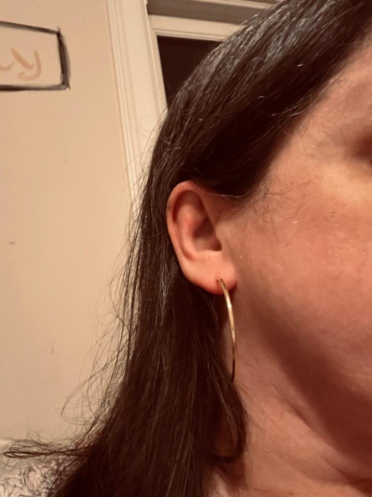 Customer photo review of Monica 18k White Gold Plated 10mm/40mm/50mm Hoop Earrings