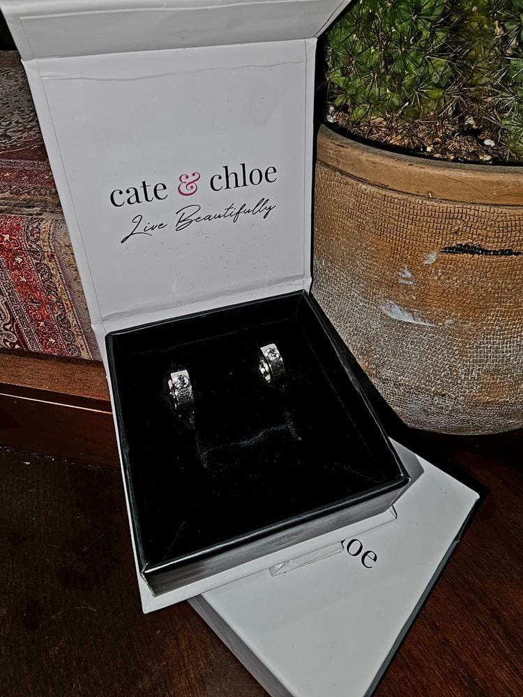 Customer photo review of Alana 18k White Gold Plated 14mm Small Hoop Earrings with Swarovski Crystals — Final Sale - Fab Fav