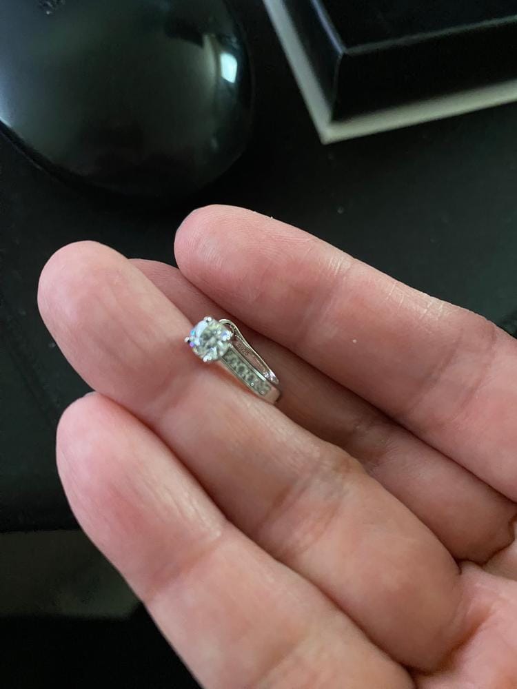 Customer photo review of Moissanite by Cate & Chloe Genesis 18k Gold Plated 925 Sterling Silver Stud Earrings 1.12tcw